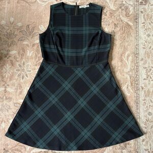 🖤🔹🍏 Ann Taylor LOFT blue + teal plaid mini-dress 🍏🔹🖤